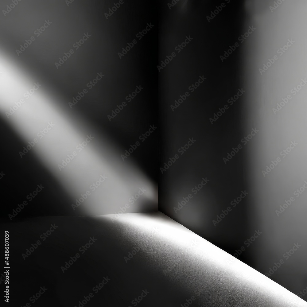 Poster Monochromatic Harmony: A Dramatic Play of Light and Shadow in a Minimalist Corner Setting for Abstract Designs