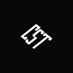 Obraz premium CST letter logo design on black background.
