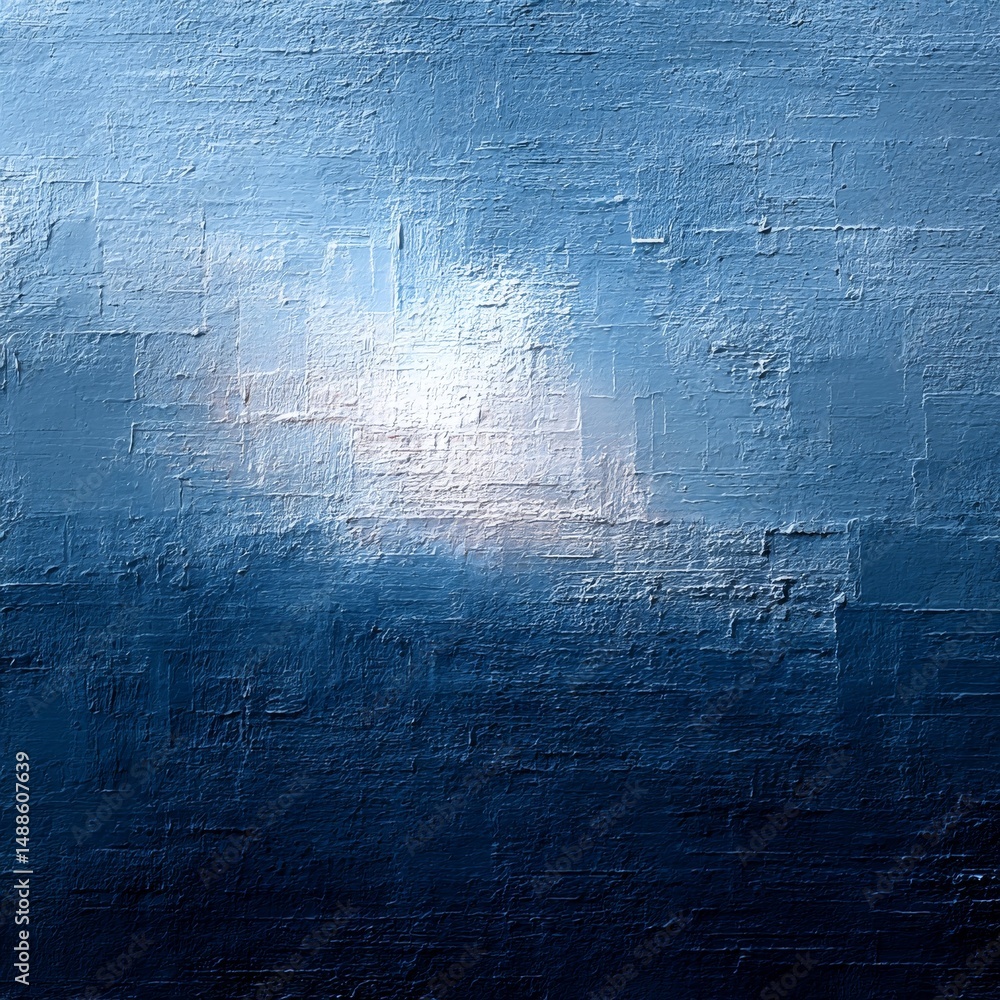 Poster textured blue ascent: abstract painting with light and shadow play on a rough surface