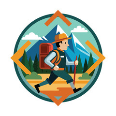 Hiking Icon Vector Illustration ? Cartoon, Clipart, and Line Art Design for Printable Graphics.eps