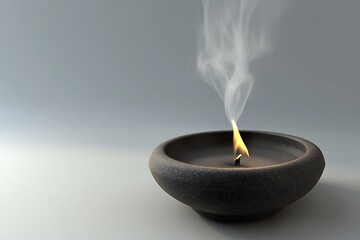 glow burning incense casting soft smoke and