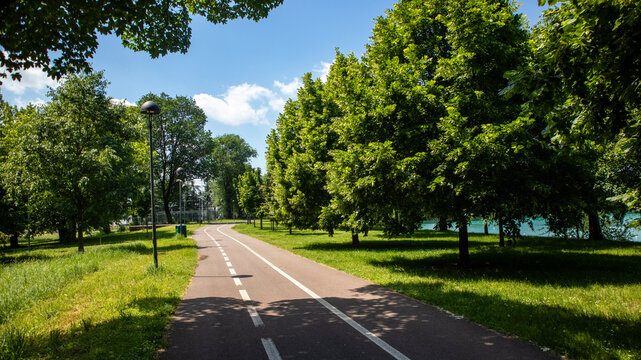Idroscalo Park in Milan, Italy , famous artificial lake , near Linate Airport
