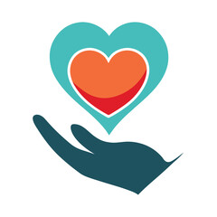 Heart in Hand Icon Vector ? Cartoon Clipart and Line Art Printable Design 1.eps