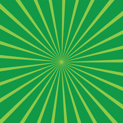 Fototapeta premium Sunlight rays horizontal background. Green color burst background. 