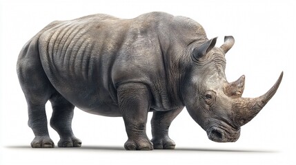 Obraz premium Majestic Rhino on White Background - Professional Wildlife Photography