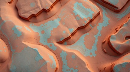 Intricate patterns of desert landscape revealed in vibrant orange and blue hues during golden hour