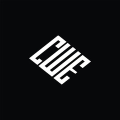 CWE letter logo design on black background.
