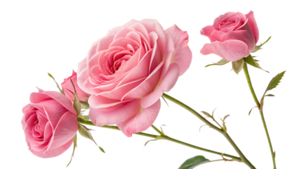 pink roses isolated on white background PNG. AI GENERATED 