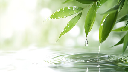 Obraz premium green leaf with water drops