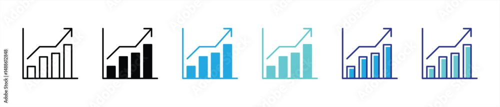 Poster chart icon set. containing growth, analytic thin line and color style icon symbol sign. vector illus
