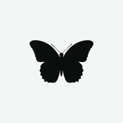 Elegant Flying Butterfly Silhouette Vector - Black on White Background