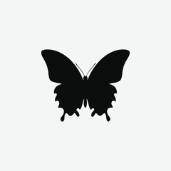 Elegant Flying Butterfly Silhouette Vector - Black on White Background