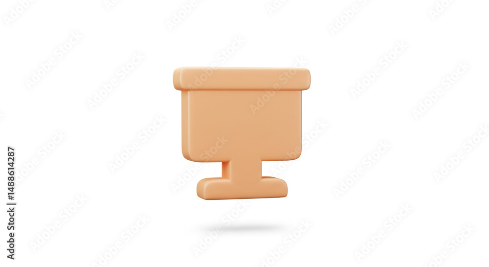 Poster a simple peach colored computer monitor icon with a shadow on a plain white background studio shot