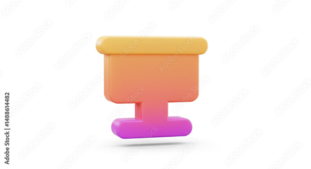 Poster a stylized computer monitor icon with a gradient color scheme on a clean white background