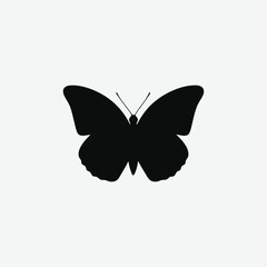 Elegant Flying Butterfly Silhouette Vector - Black on White Background