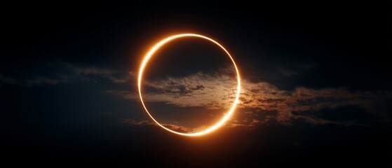 A radiant ring of fire perfectly frames a solar eclipse under a dark sky, blending natural wonder and cosmic beauty.