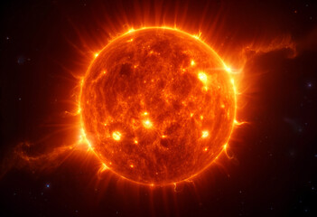 A large solar flare on the sun, a cosmic phenomenon