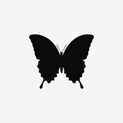 Obraz premium Elegant Flying Butterfly Silhouette Vector - Black on White Background