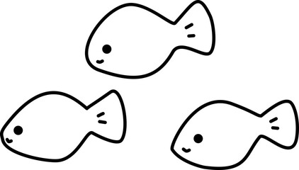 A School Of Small Fish Under The Sea Outline Coloring