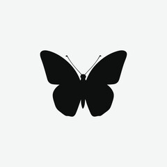 Elegant Flying Butterfly Silhouette Vector - Black on White Background