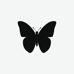 Elegant Flying Butterfly Silhouette Vector - Black on White Background
