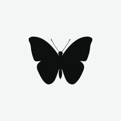 Elegant Flying Butterfly Silhouette Vector - Black on White Background