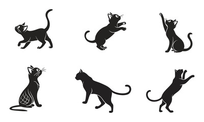 Cat vector silhouette designs, white background