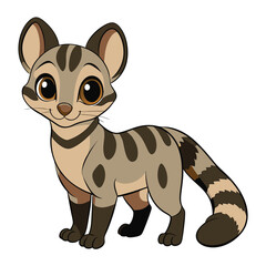 Fototapeta premium Adorable Genet Cat Vector Illustration Cartoon Genet on White Background