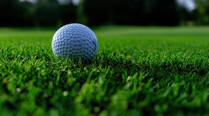 A golf ball is sitting on the grass