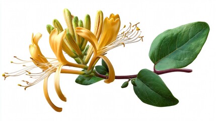 Beautiful Honeysuckle Flower Isolated on White Background for Design Projects