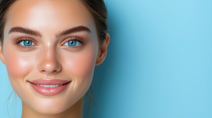 Fototapeta premium A woman with blue eyes and a smile on her face