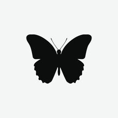 Elegant Flying Butterfly Silhouette Vector - Black on White Background