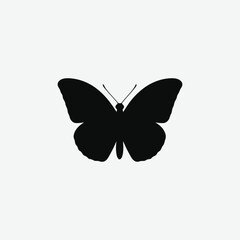 Elegant Flying Butterfly Silhouette Vector - Black on White Background