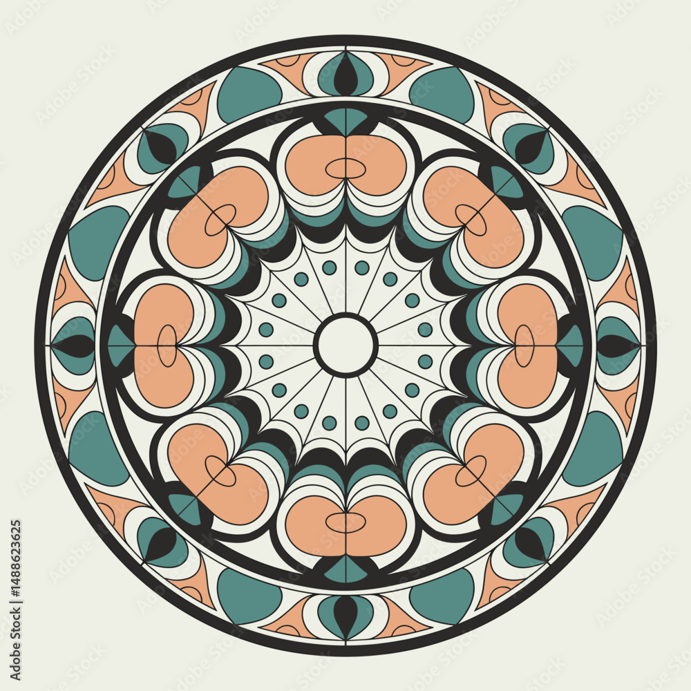 Aufkleber calming mandala with layered circular patterns and unique sections – ideal for meditation visuals, t