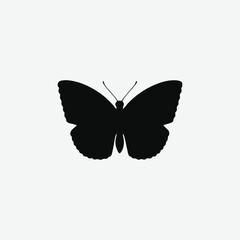 Elegant Flying Butterfly Silhouette Vector - Black on White Background