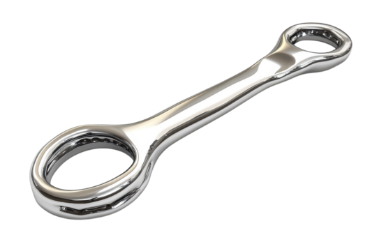 A gleaming chrome wishbone symbolic of hope and new beginnings floats ethereally against a on transparent background