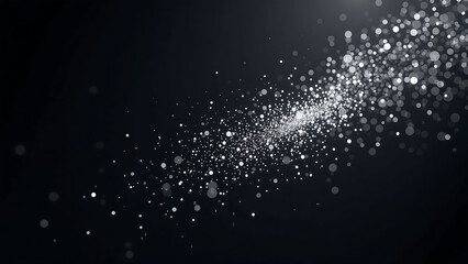 Obraz premium swarm shimmering white particles suspended surrounded soft black background dynamic motion captured fast