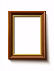 Fototapeta premium Minimalist rectangular wooden frame with golden border, perfect for luxury cards, banners, and elegant designs.