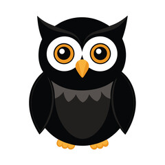 Fototapeta premium Adorable Black Owl Illustration Cute Flat Design for Kids