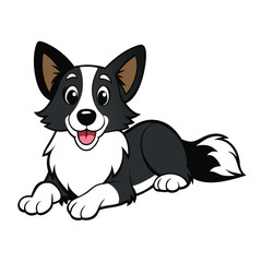 Fototapeta premium Adorable Black and White Border Collie Dog Illustration