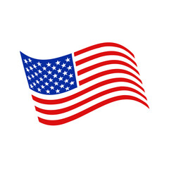 USA flag icon waving in wind, patriotic symbol concept