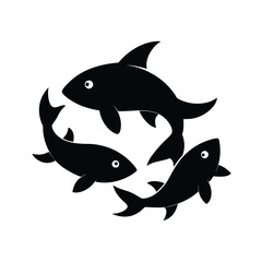 Koi Fish Leaping from Circle Silhouette