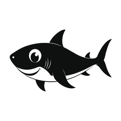 Obraz premium Minimalist Black Silhouette Baby Shark Illustration