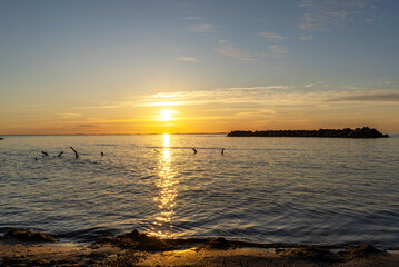 Sonnenuntergang an der Ostsee bei Lohme, Rügen, Mecklenburg-Vorpommern, Deutschland