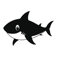 Obraz premium Minimalist Black Silhouette Baby Shark Illustration