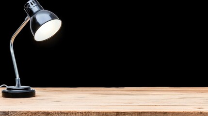 A black desk lamp with a white shade and silver base.