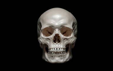 Fototapeta premium Detailed 3D Render of a Human Skull Against a Black Background