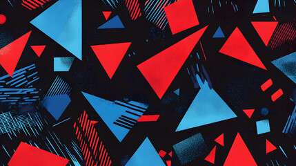 Abstract Geometric Shapes in Bold Colors on Dark Background