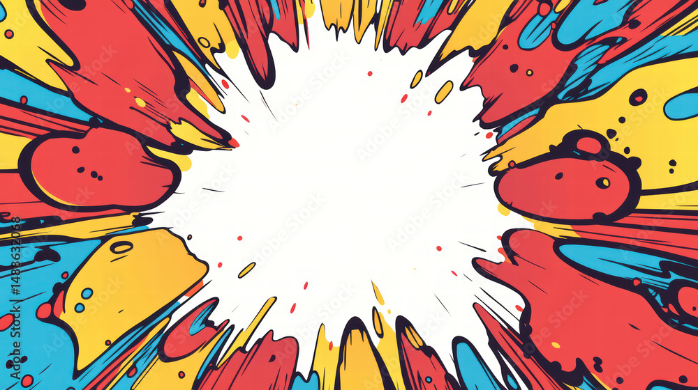 Poster explosive splash of color: capturing a dynamic burst of vibrant hues, the image shows a vivid explos