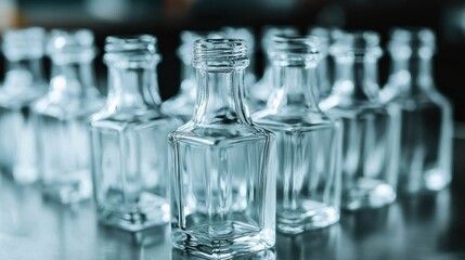 A collection of empty glass bottles.